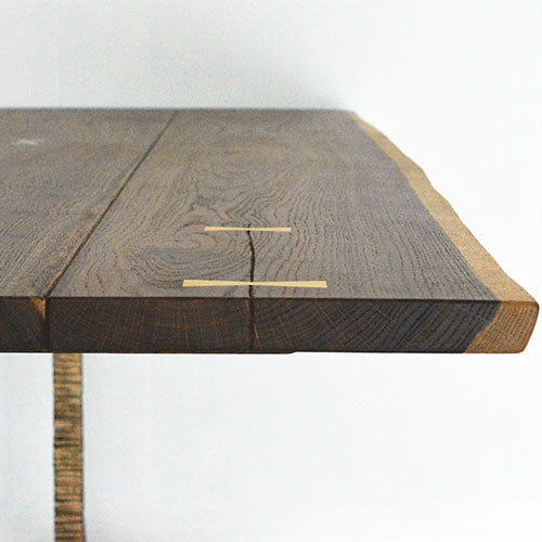 衝撃のカッコ良さ。 / SQUARE ROOTS / T LEG DINING TABLE / SMOKED OAK / BRONZE LEG