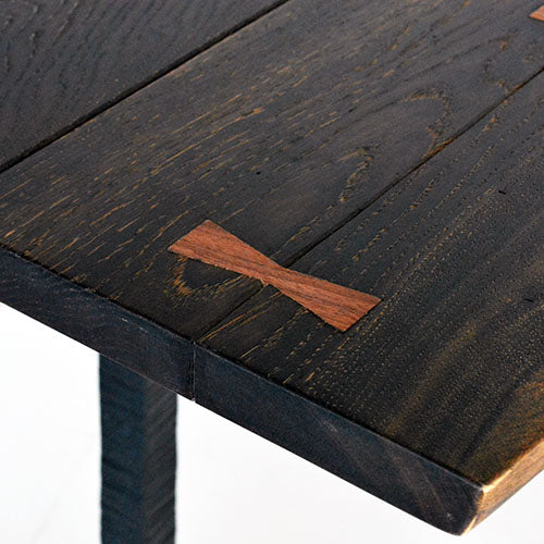 無垢材×黒脚で空間を引き締める 180cmダイニングテーブル|T-LEG DINING TABLE/SQUARE ROOTS