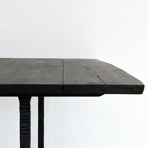 無垢材×黒脚で空間を引き締める 180cmダイニングテーブル|T-LEG DINING TABLE/SQUARE ROOTS