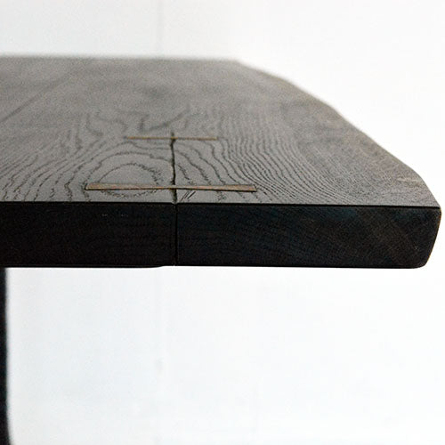 無垢材×黒脚で空間を引き締める 180cmダイニングテーブル|T-LEG DINING TABLE/SQUARE ROOTS