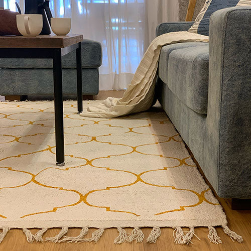 a.depeche roll tufted rug 2117 mustard MOROCCAN