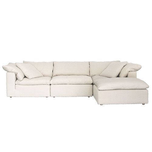 白いL字カウチソファ（リネン100%・W300）｜LUSCIOUS SECTIONAL SOFA 