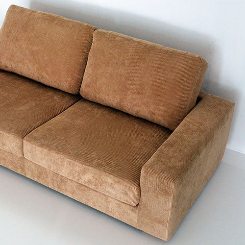 BAY SOFA 72 コーデュロイ キャメル|座面と背の広さが分かる 俯瞰(白背景)
