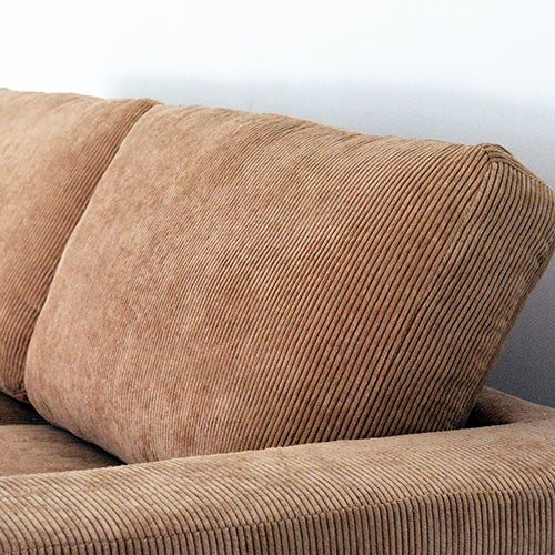 BAY SOFA 72 コーデュロイ キャメル|背クッションの質感 近接(コーデュロイの表情)