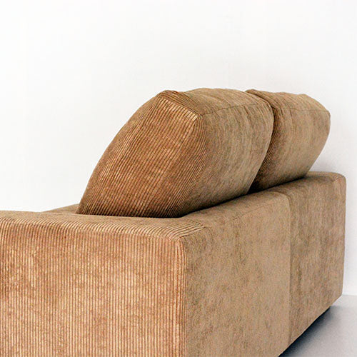 BAY SOFA 72 コーデュロイ キャメル|背クッション 横からの厚み・奥行き感 近接