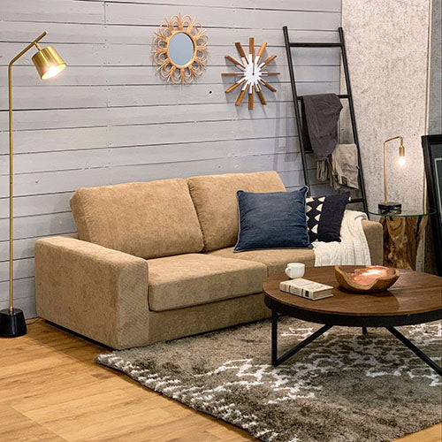 BAY SOFA 72 コーデュロイ キャメル|ヴィンテージ/インダストリアルに合う リビング全体イメージ