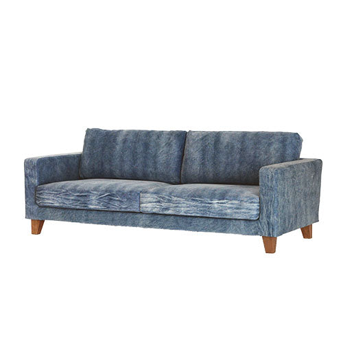 BAY SOFA 83 デニムブルー|斜め 全体(白背景・立体感)