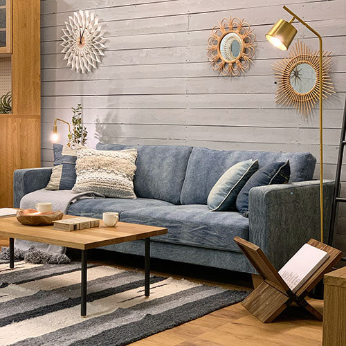 BAY SOFA 83 デニムブルー|暮らしのワイド(ローテーブル・くつろぎの配置)