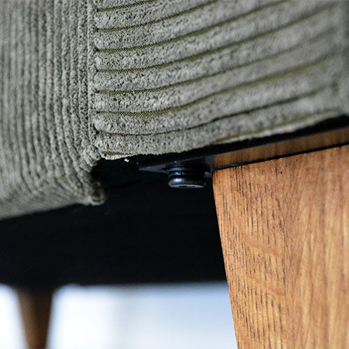 BAY SOFA 83(コーデュロイ/カーキ)|座面下の構造・フレーム周辺(寄り)|W200×D95×H75×SH40