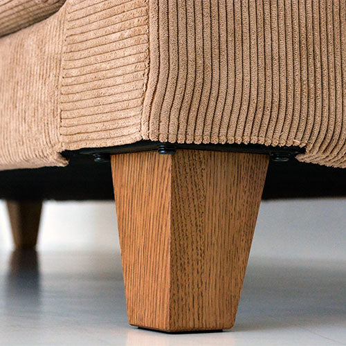 BAY SOFA 83(コーデュロイ/キャメル)|オーク無垢脚アップ(木目)|W200×D95×H75×SH40
