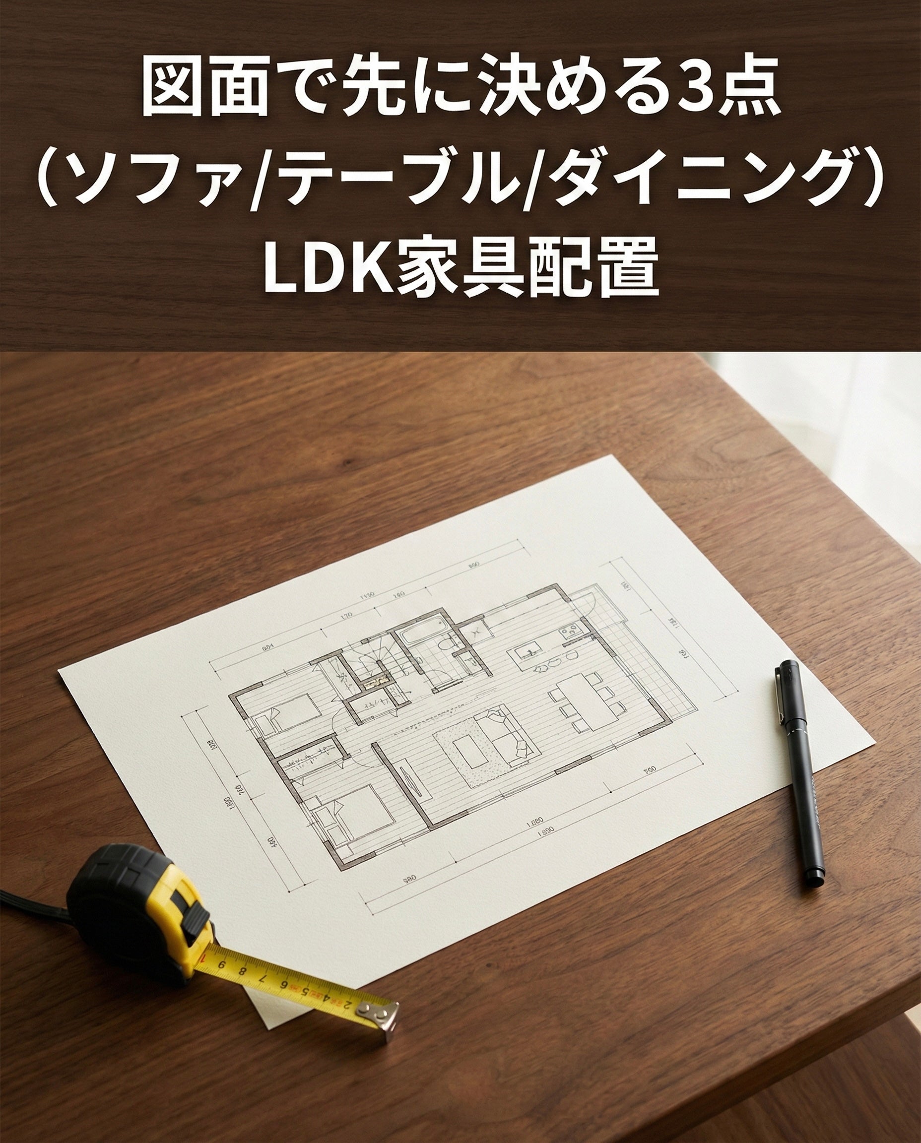 図面で迷わないLDK家具配置の考え方を解説。ソファ・コーヒーテーブル・ダイニングの3点を先に決めて、動線と余白を整える（保存用チェックリスト付き）｜BEACH FURNITURE