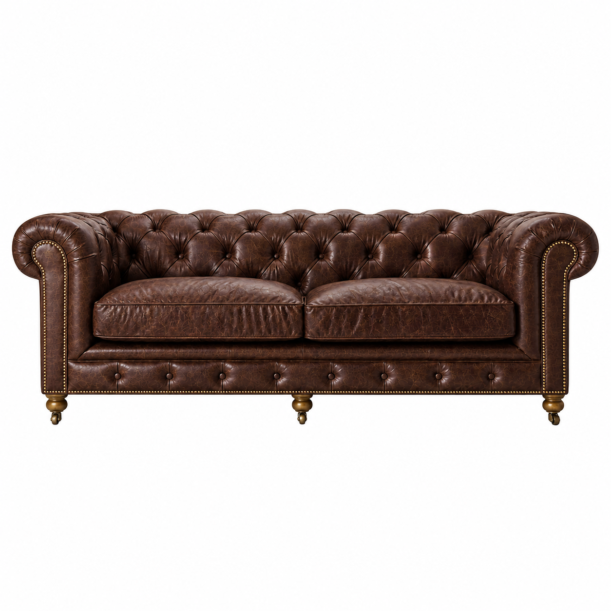 HALO KENSINGTON 2.5P SOFA BIKERTAN 幅220cm 本革チェスターフィールドソファ 正面