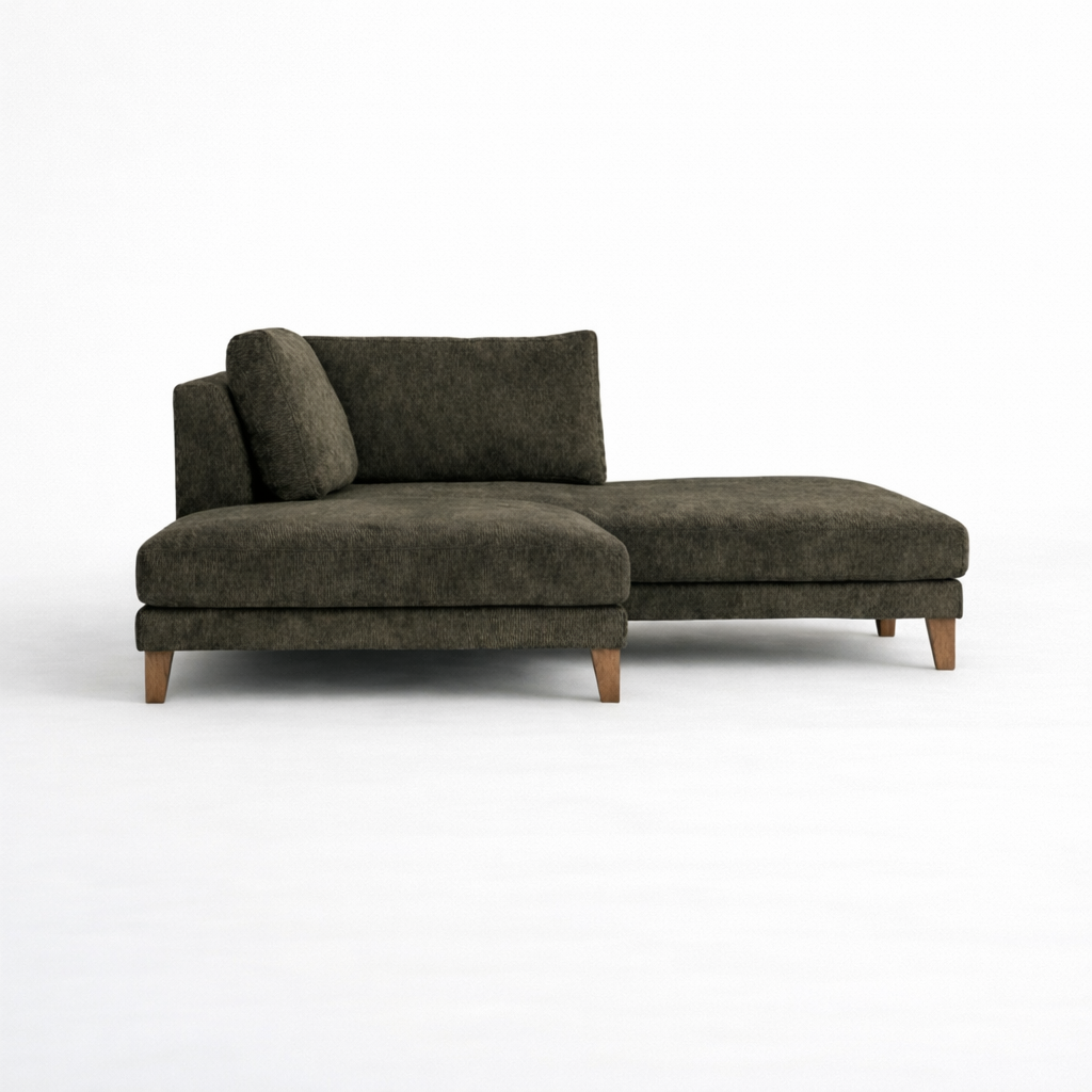 BAY SOFA 64R コーデュロイ カーキの右カウチ部分と座面の奥行き